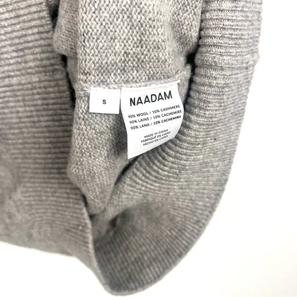 Naadam Wool & Cashmere Heather Gray Hooded Sweater Tunic Sweatshirt Dress Small - Picture 6 of 7